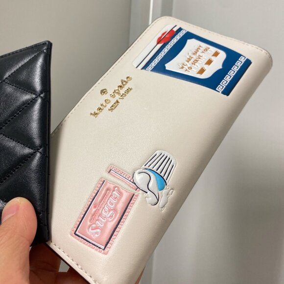 Kate Spade Coffee Break Slim Bifold Wallet + Small Smooth Quilted Card Holder - Picture 2 of 10